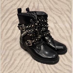Black studded combat boots
